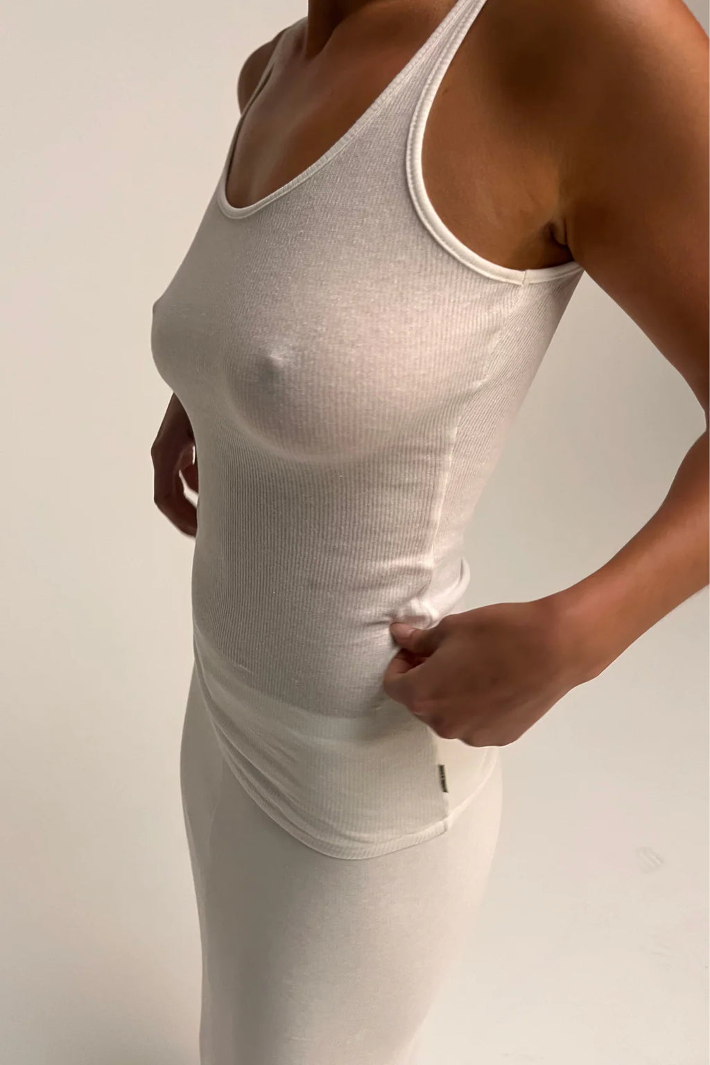 ZULU & ZEPHYR RIB HEMP JERSEY TANK - WHITE