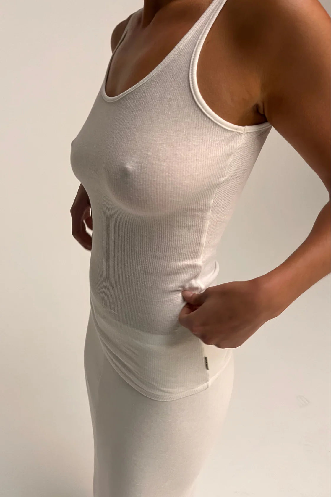 ZULU & ZEPHYR RIB HEMP JERSEY TANK - WHITE