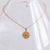 Stainless steel d-chain necklace with XL coin – gold