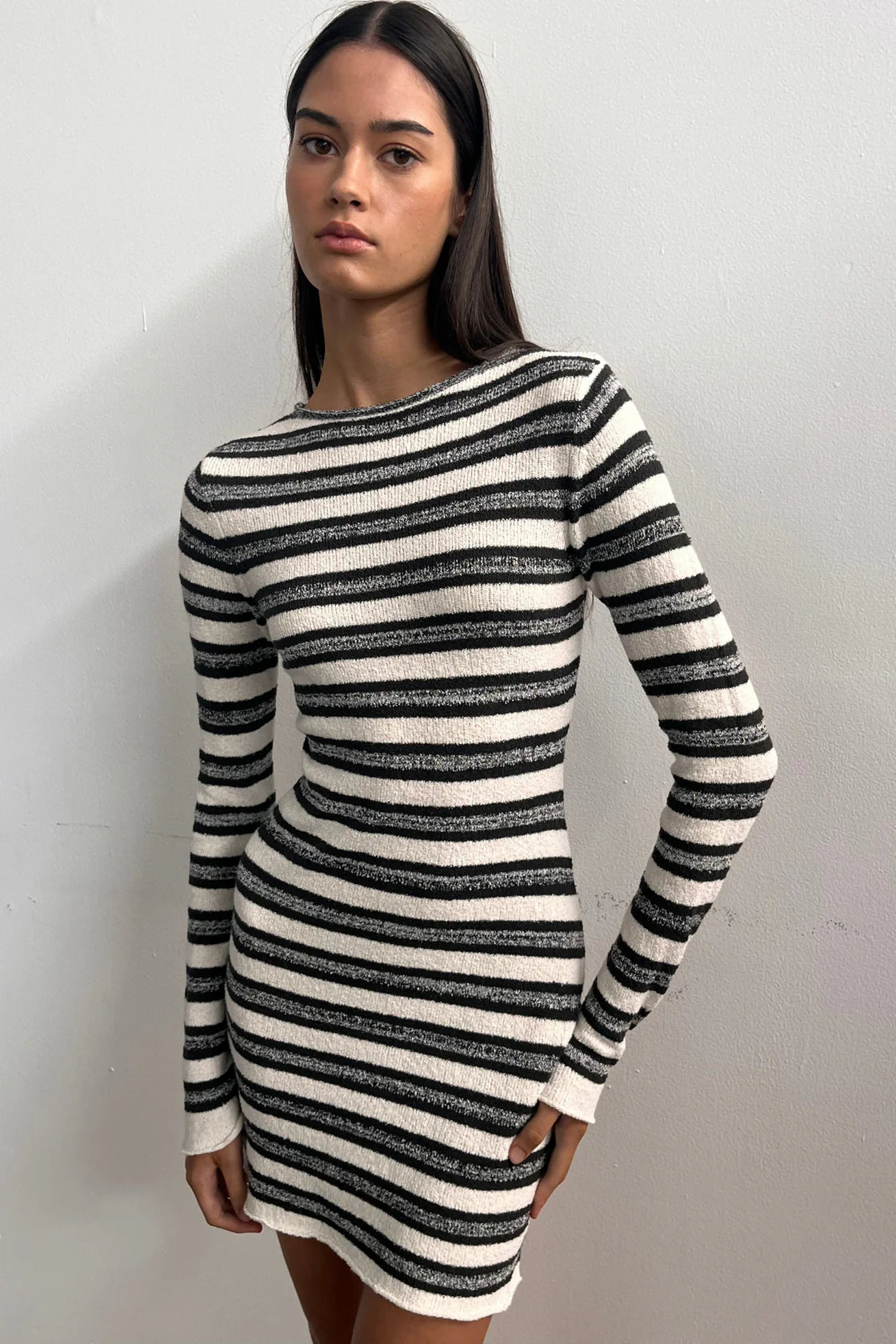 ZULU & ZEPHYR MARLE STRIPE TEXTURED KNIT MINI DRESS