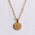 Stainless steel d-chain necklace with XL coin – gold