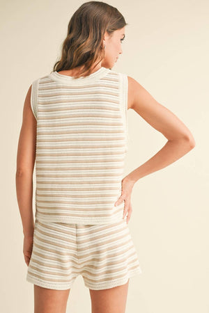 Striped Crochet Tank and Shorts Set