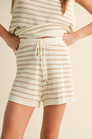 Striped Crochet Tank and Shorts Set