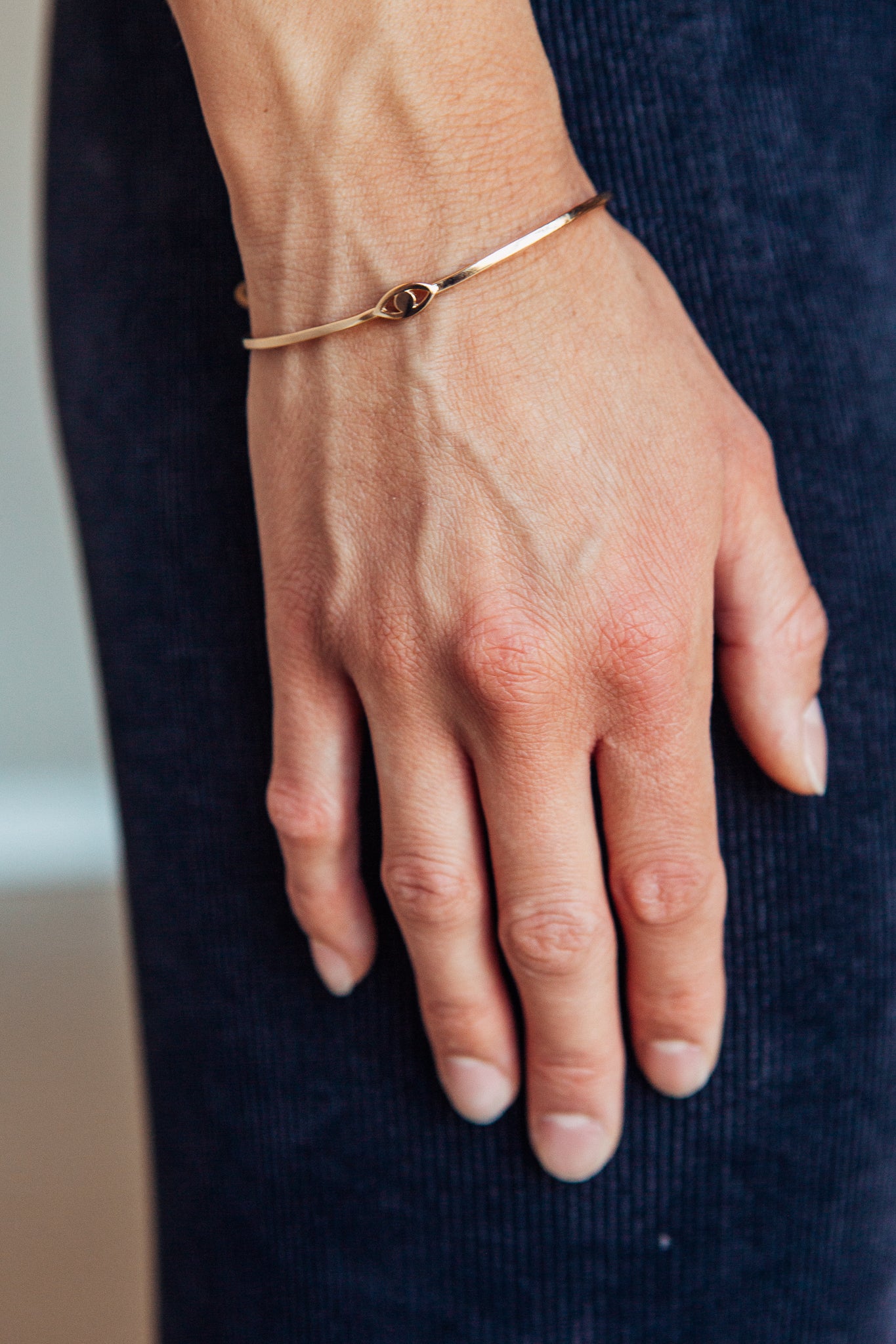 Minimalist Evil Eye Open Cuff Bracelet Bangle