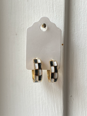 Gold Checkered Hoop earrings