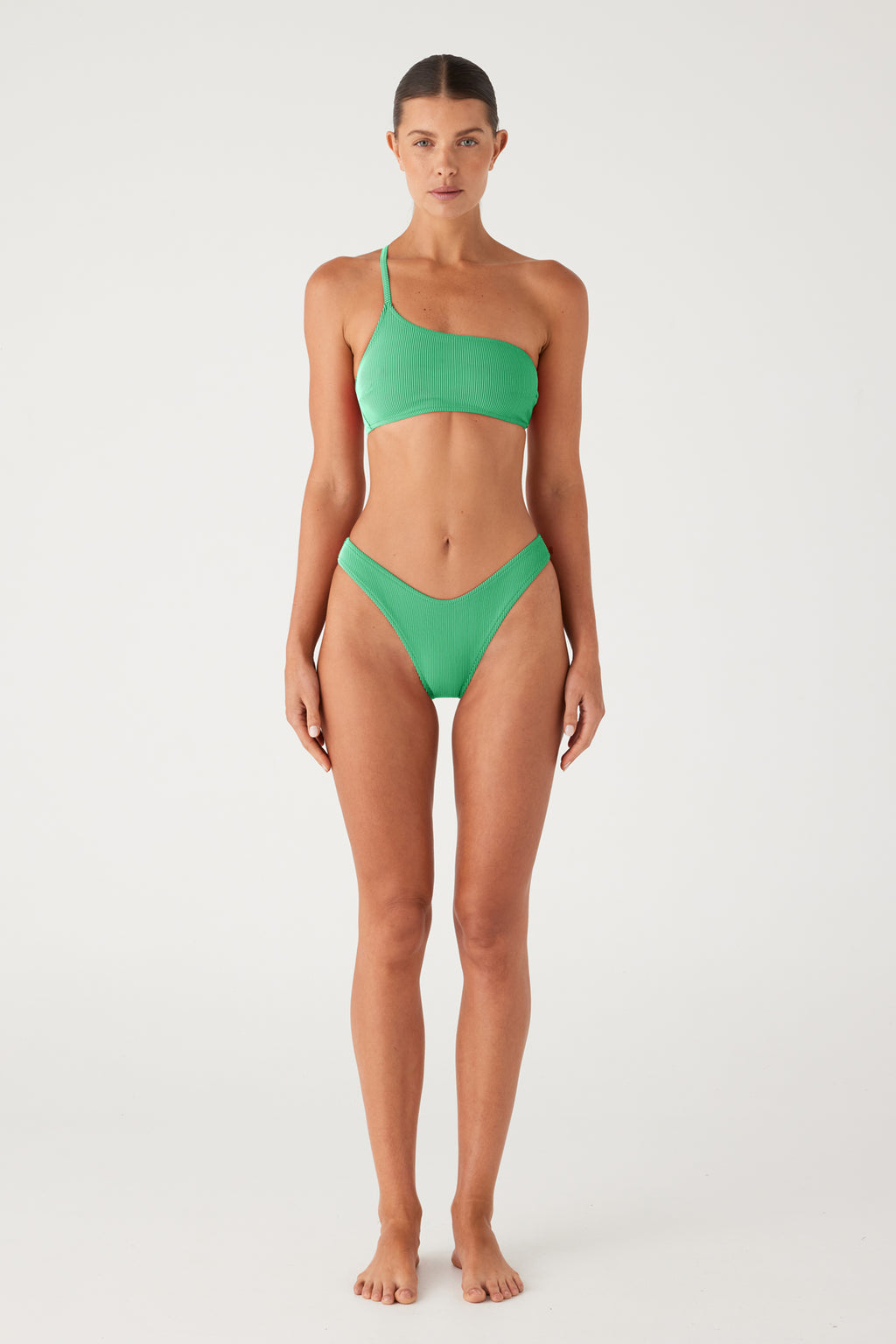 ZULU & ZEPHYR ONE SHOULDER BRALETTE  - PARROT GREEN