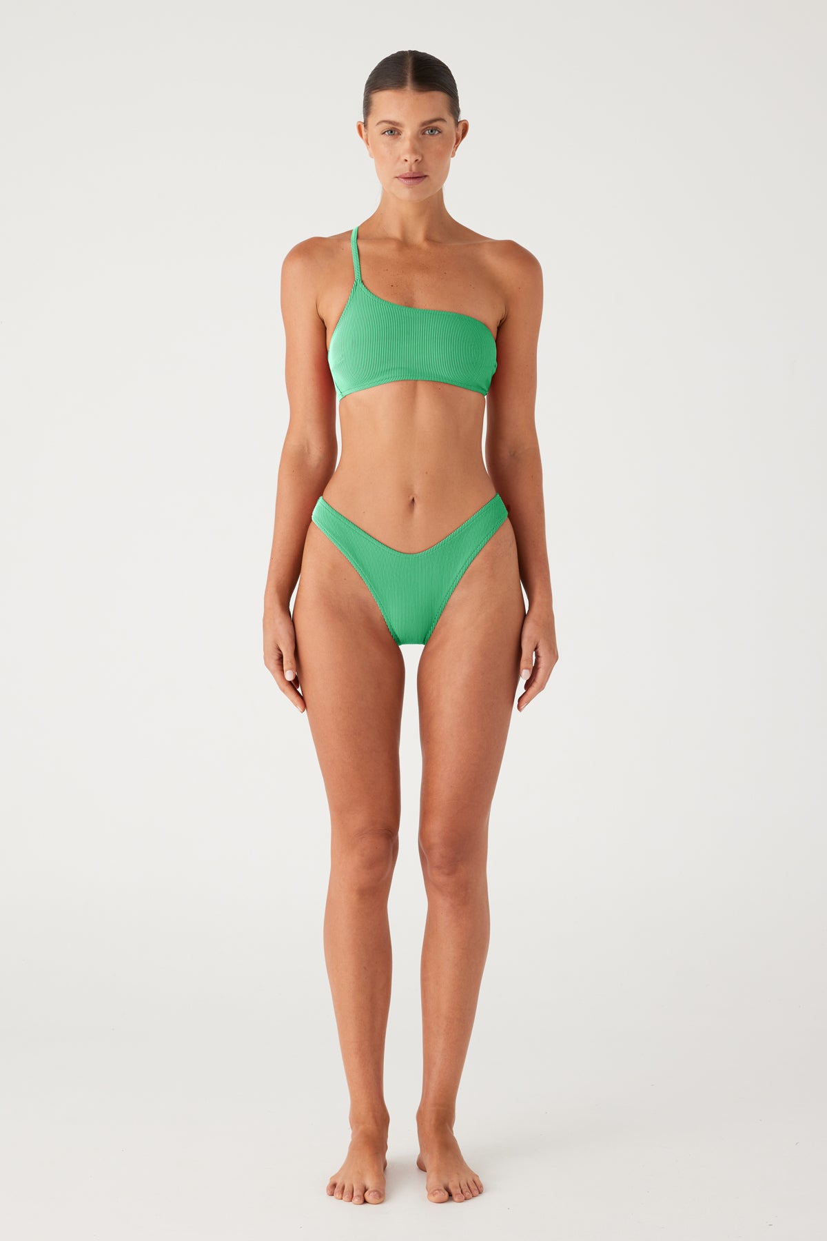 ZULU & ZEPHYR ONE SHOULDER BRALETTE  - PARROT GREEN