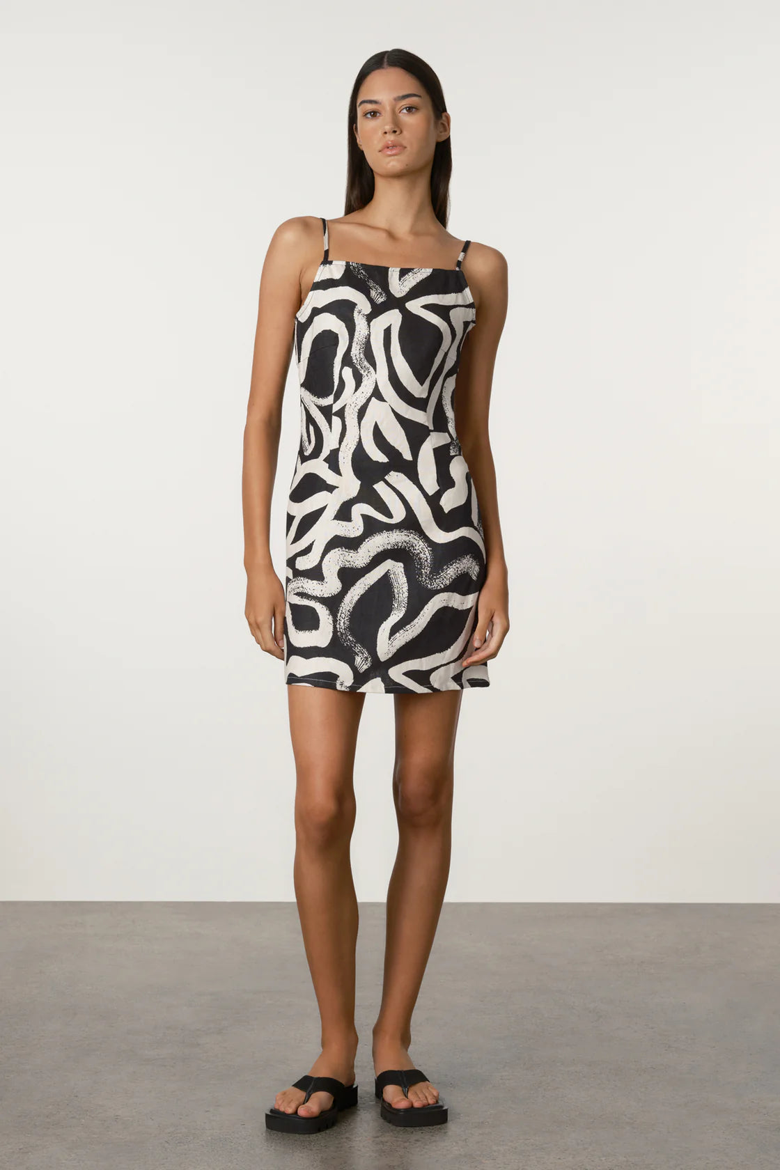 ZULU & ZEPHYR PAINT FLOWER LINEN DRESS