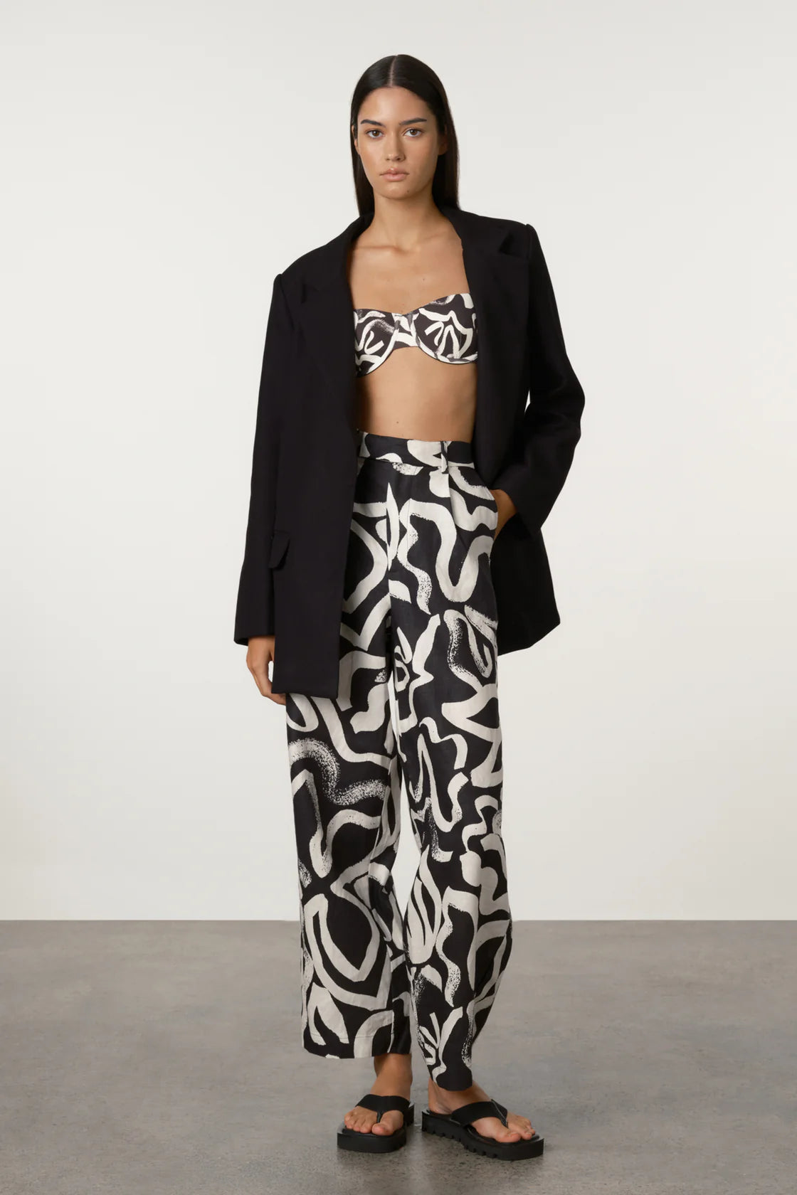 ZULU & ZEPHYR PAINT FLOWER LINEN WIDE LEG PANT