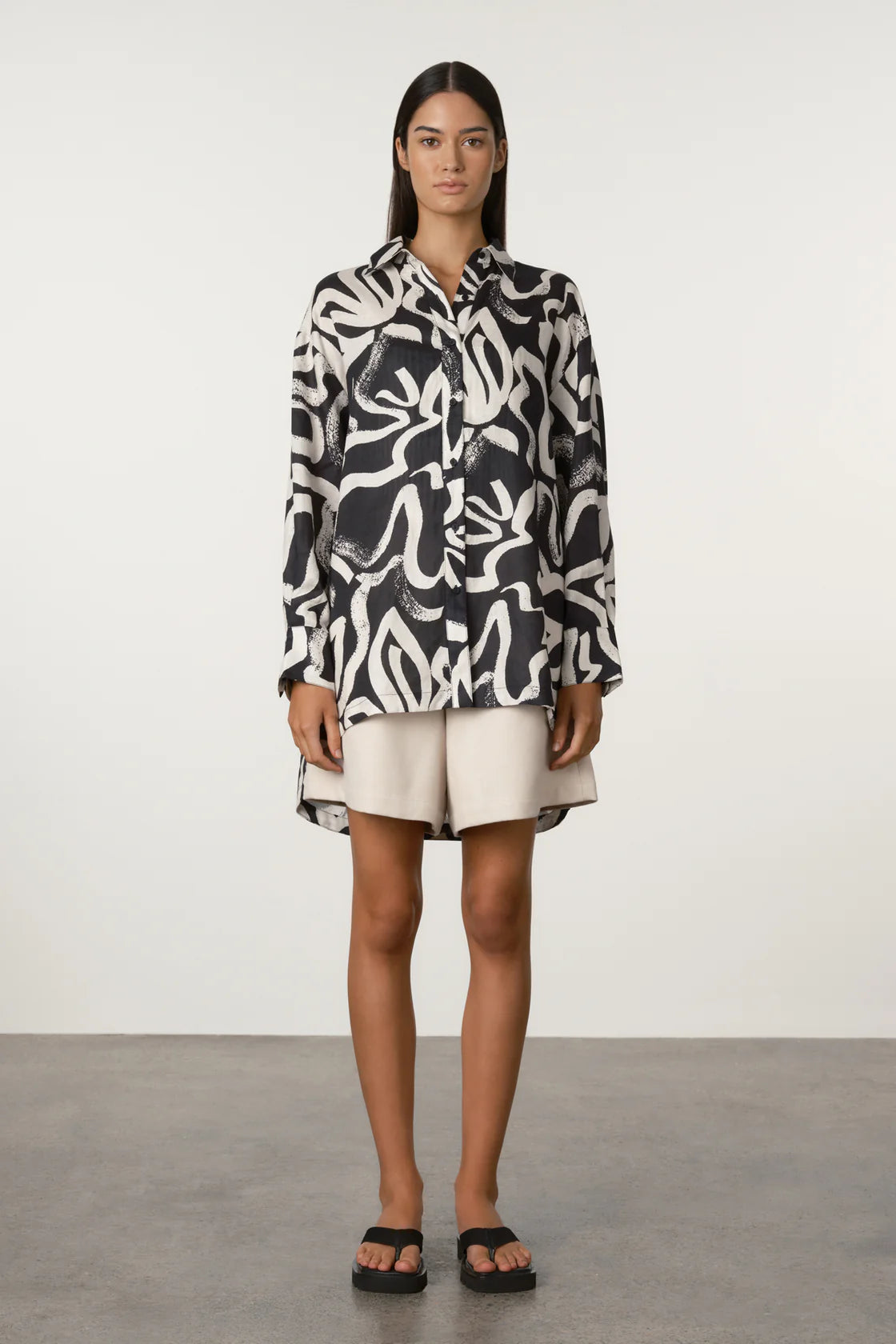 ZULU & ZEPHYR PAINT FLOWER LINEN SHIRT
