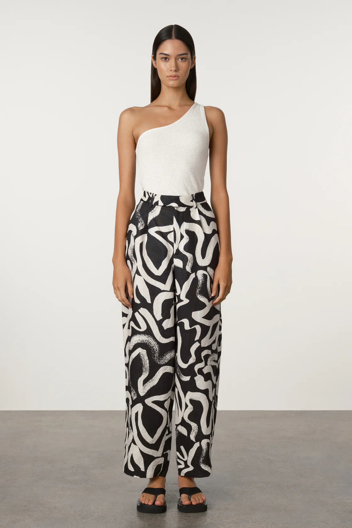 ZULU & ZEPHYR PAINT FLOWER LINEN WIDE LEG PANT