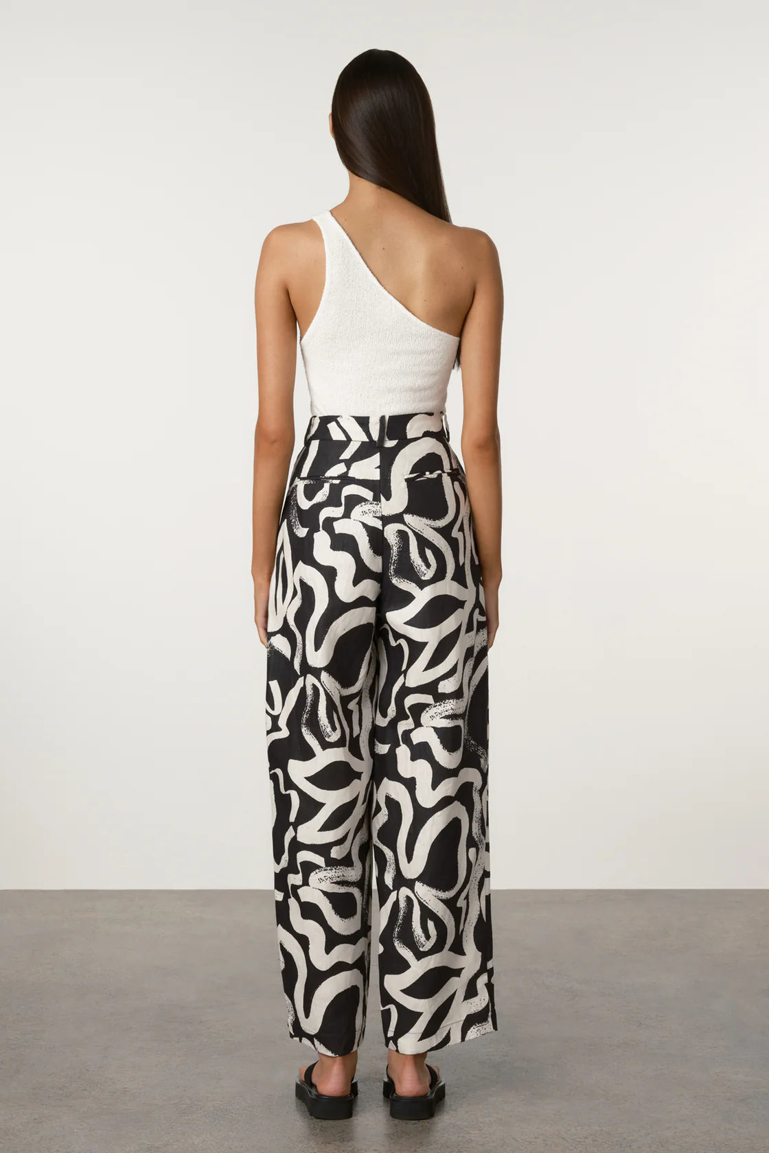 ZULU & ZEPHYR PAINT FLOWER LINEN WIDE LEG PANT