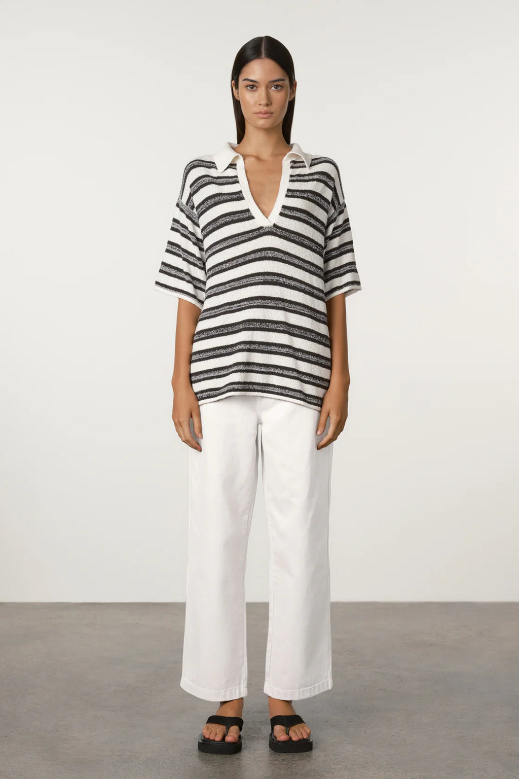 ZULU & ZEPHYR MARLE STRIPE TEXTURED KNIT SHIRT