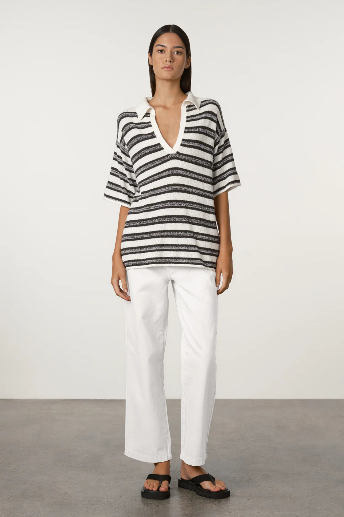 ZULU & ZEPHYR MARLE STRIPE TEXTURED KNIT SHIRT