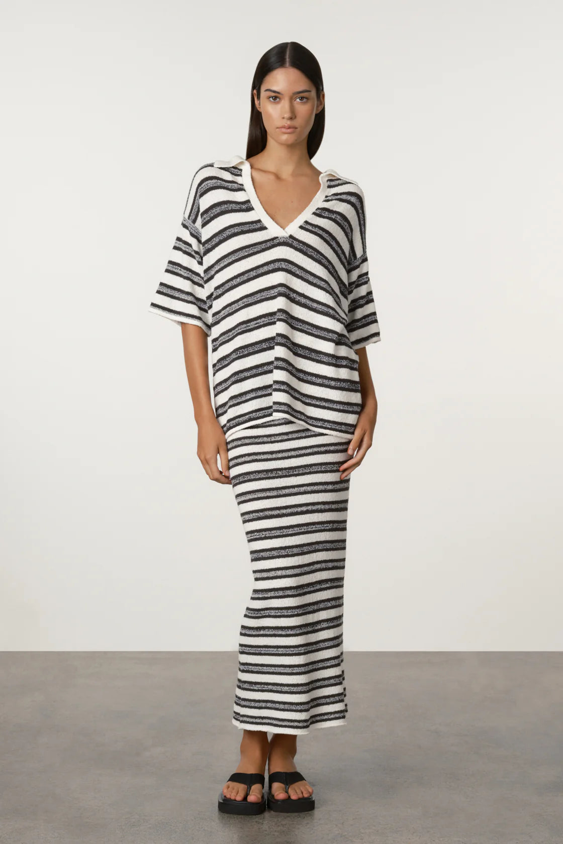 ZULU & ZEPHYR MARLE STRIPE TEXTURED KNIT SHIRT