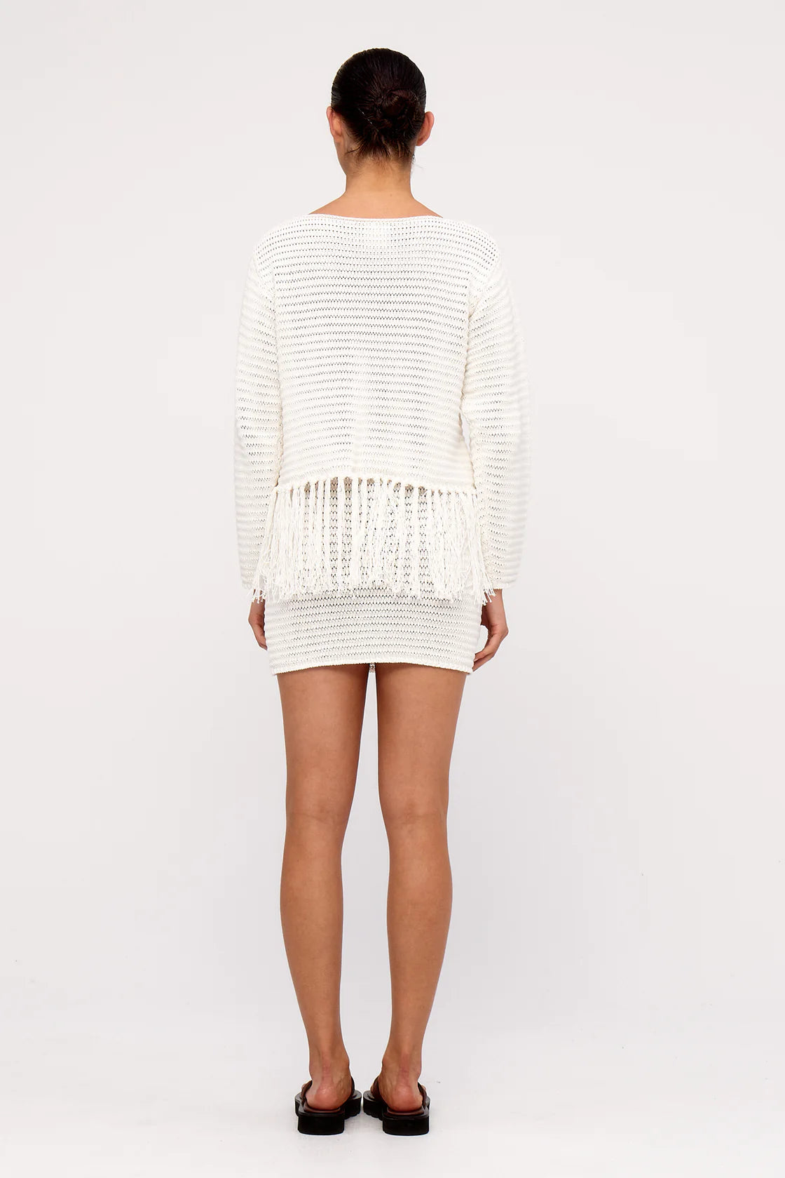 ZULU & ZEPHYR CROCHET KNIT MINI SKIRT - WHITE