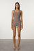 WAFFLE PANELLED BODYSUIT - CAROB