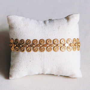 Stainless steel bracelet with double coins - gold