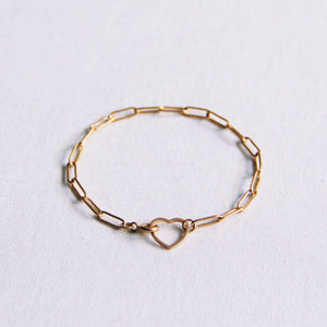 D-Chain bracelet with open heart lock – gold