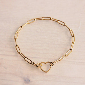 D-Chain bracelet with open heart lock – gold